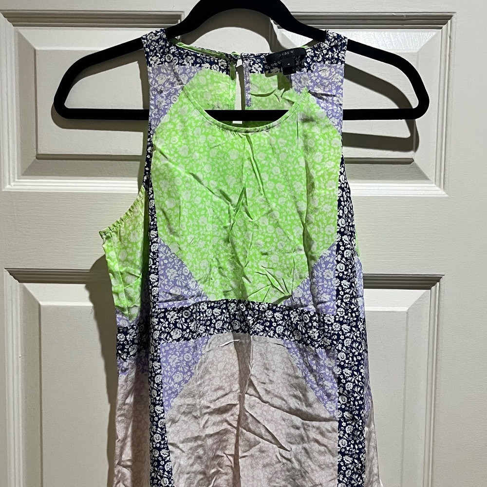 J Crew Tank Top Women's 4 Multicolor Floral Print Silk Blend